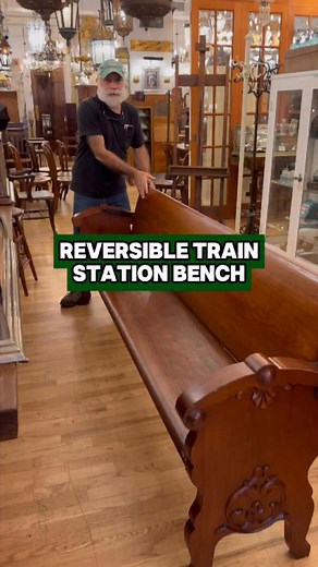 Fantastic 19th century reversible train station bench in heart pine with original detailing and iron brackets available for sale at our NYC showroom! We have two of these amazing benches ready for their new homes. Give us a call or send us a message to purchase! 📍333 W 52 St., New York, New York 🌐ogtstore.com 🚛Shipping available everywhere 📐90 1/4 in. L x 20 in. D x 17 in. H (seat height) #oldegoodthings #antiques #antiquestore #antiqueshop #antiquefurniture #interiordesign #architecturalsal