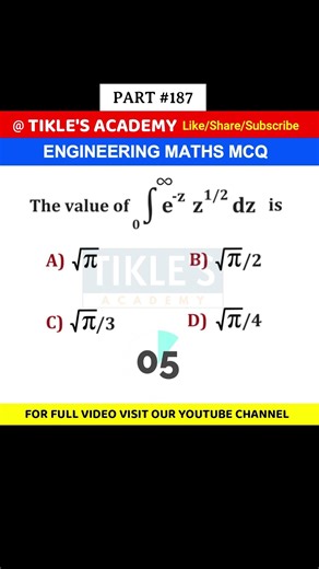ENGINEERING MATHS MCQ 187 | Integral Calculus 🎯 #shorts