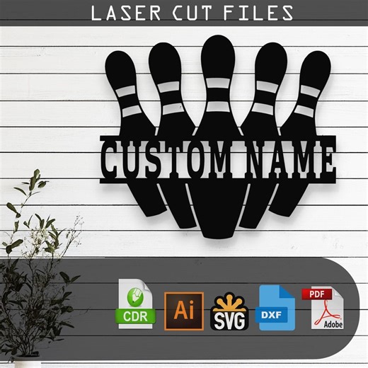 Custom Bowling Pin Sign - Svg Dxf AI Pdf Cdr EPS - Laser Cut CNC Router Game Room Art - Etsy