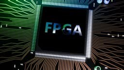 3d rendered animation of an FPGA chip with the letters "FPGA" on top...