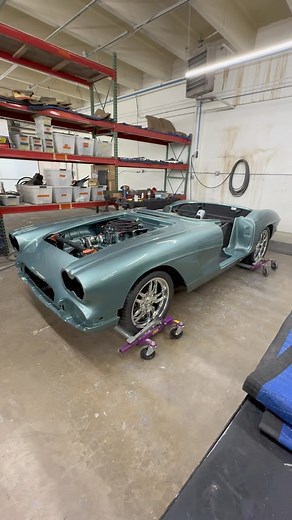 Reunited and never looked better! The ‘62 Corvette is back on the chassis and making its way through assembly now! Make sure to keep an eye out for this one this season! #potogoldkustoms #62corvette #corvette #chevycorvette #hotrodshop #classiccars #restomods #v8 #vintage | Pot O'Gold Kustoms