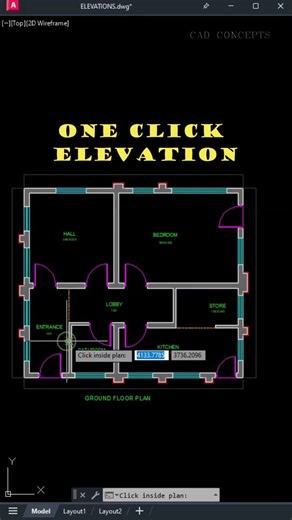 AutoCAD Elevation in ONE CLICK 🔥 | Powerful LISP Automation
