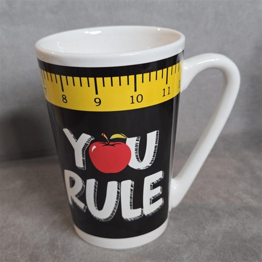 Teacher Coffee Mug “you Rule” Apple Ruler Design – Back to School Gift – Teacher Appreciation Cup – Classroom Gift - Etsy