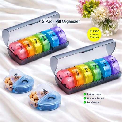 Weekly Pill Organizer 2 Pack, AM PM Medicine Organizer Set, Travel Vitamin Case, Daily Pill Box for Couples, Parents, Seniors Use, Gift Idea - Etsy