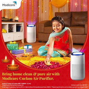 Open up your home to clean and pure air this festive season with Modicare Cuckoo Air Purifier. It is equipped with 3 stages of filtration and UV LED sterilization which helps remove germs, viruses, dust and up to 99.9%* airborne particles.✨ Know more: http://bit.ly/40PigQz #Modicare #LiveTheModiway #SochBadlo #HarDinKhushiyaan #PureAirAtHome #ModicareCuckoo *As per NCBI: https://www.ncbi.nlm.nih.gov/pmc/articles/PMC4215499/ | Modicare India