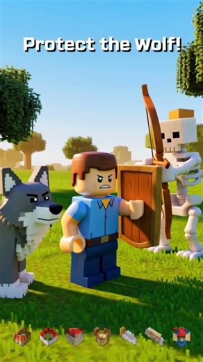 Steve Saves a Lost Wolf 🐺❤️ | Minecraft Shorts #MinecraftShorts #gaming #minecraftmemes