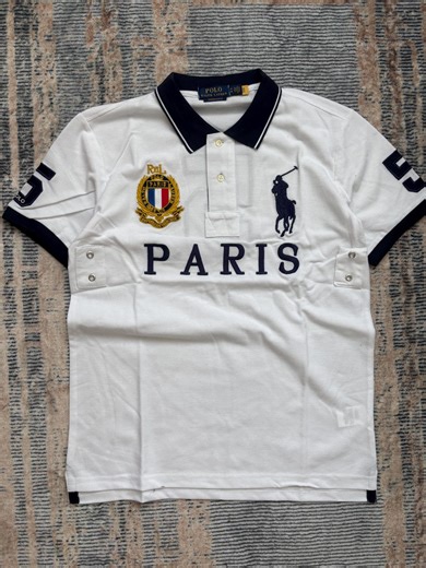 Vintage Polo Ralph Lauren Paris Polo Shirt White Navy Gold Crest Embroidered - Etsy