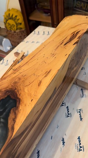 Attention builders, flippers, or renovators!!! Beautiful solid piece of sweet gum with black and clear epoxy mantle will be available next week!! I left it long. It’s a little over 7’. Can be shortened. DM for price and details or to make an appointment to see. #epoxy #mantle #woodworking #forsale #showpiece | Karla Bezou Realtor