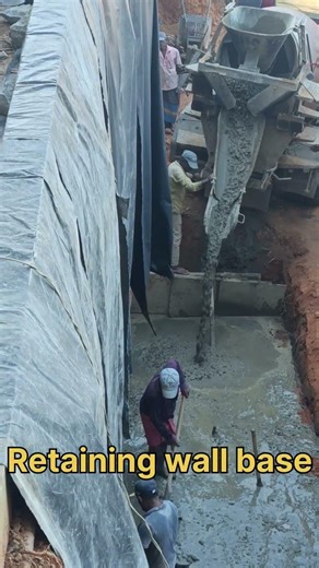 🧱 Retaining Wall Base Concrete Pouring | Strong Foundation Work #construction