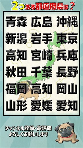 【2個ある都道府県は？】 #漢字間違い探し#脳トレ