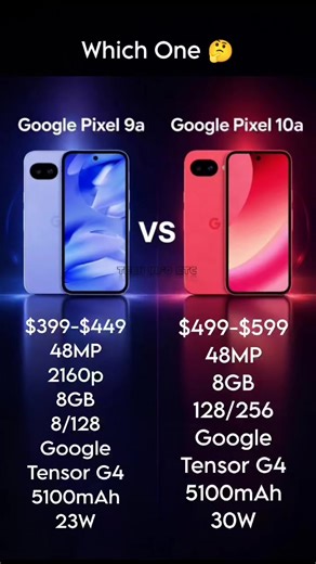 Google Pixel 9a vs Google Pixel 10a Price Features Space Comparison #GooglePixel10a #GooglePixel9a #googlepixel #mobile #smartphone