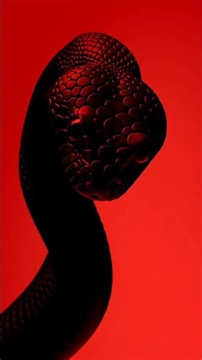 A photorealistic macro shot of a black python snake's silhouette. The background is a vibrant, so...