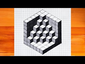 Como dibujar un cubo 3D en cuadriculado || Ilusión óptica