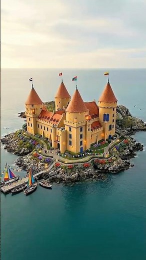 Epic Island Castle Cinematic Build & Drone Orbit | From Empty Land to Fantasy Fortress