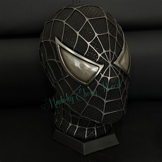 Custom Black Spider-man Mask With Faceshell and Magnetic Lenses. - Etsy