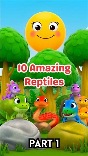 Learn 10 amazing Reptiles for Kids (Part 1) 🐍 | Snake, Lizard, Crocodile & More!