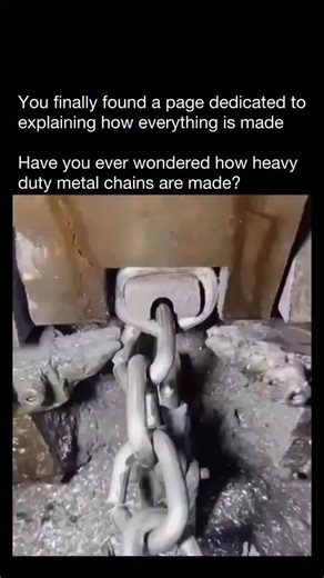 XPLAINER_ on Instagram: "Heavy-duty industrial chains aren’t just giant metal links — they’re engineered for extreme strength and precision. It all starts with massive steel rods, which are heated until they’re glowing red. Each segment is cut, bent, and shaped into a perfect loop by high-tonnage forming machines. Before the ends meet, the link is positioned through the previous one to lock the chain together. The open ends are then sealed shut using flash welding, where intense electrical curre