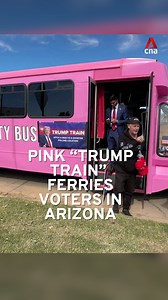 21K views · 36 reactions | Some voters in key swing state Arizona hopped onboard a pink party bus called the "Trump train" on election day (Nov 5). In the driver's seat? A Kamala Harris supporter. #usnews #news #uselection #usvotes | CNA | Facebook