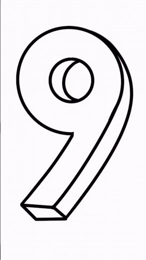 How To Draw Number, Nine 9 In 3D