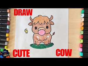 How TO Draw A Highland Cow Blowing Bubble | Drawing with Art