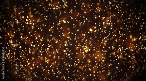 Abstract Gold Light Particles background Loop/ 4k animation of an abstract background with gold fractal particles rising and seamless looping
