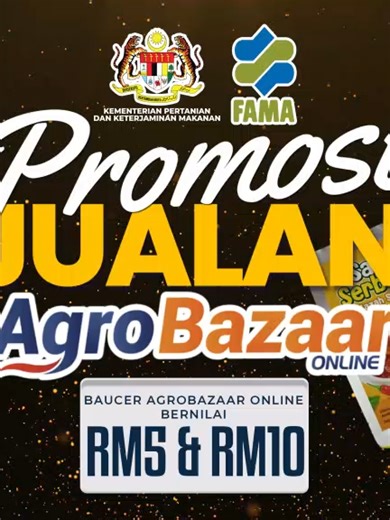 Agrobazaar Online bagi BAUCER RM5 & RM10 untuk anda shopping pelbagai produk makanan proses dan segar Harga dah murah → tambah baucer → lagi kaw jimat!