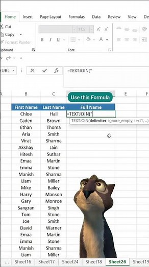 How to Merge First & Last Names in Excel #shorts #excel