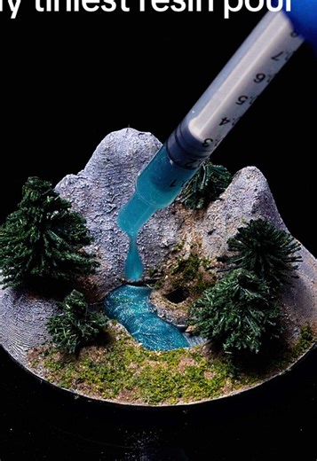 Tiny Resin Pour for Miniature Mountain Scene