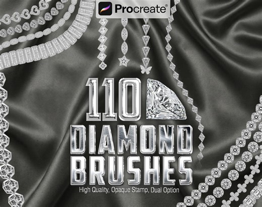 110 Diamond Brushes for Procreate – Realistic Jewelry & Chain Stamp Set - Etsy