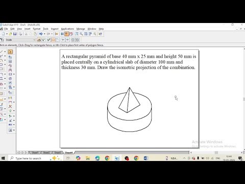 Rectangular pyramid resting on cylindrical slab | Engineering Drawing (CAED) | Isometric Projection