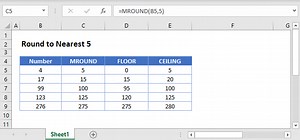 가장 가까운 5 또는 .5로 반올림, 올림 또는 내림 - Excel 및 Google 스프레드시트