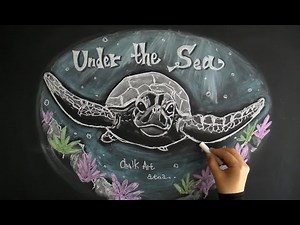 【卒業式】学校のチョークでも出来るチョークアートを活かした黒板アートの描き方（chalkart:under the sea)