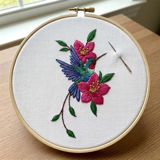 Hummingbird and Hibiscus Hand Embroidery Pattern PDF – Floral Hummingbird Hand Embroidery DIY - Etsy