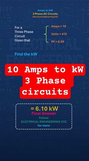 10 #ampstokw #conversion #electricalengineeringxyz