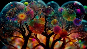 Flowers, Bubbles, Butterfly. Free Stock Video