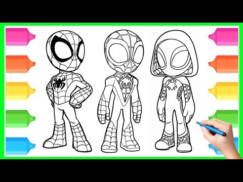 Learn Colors with Spidey and His Amazing Friends | Spiderman Coloring Tutorial Art for Kids