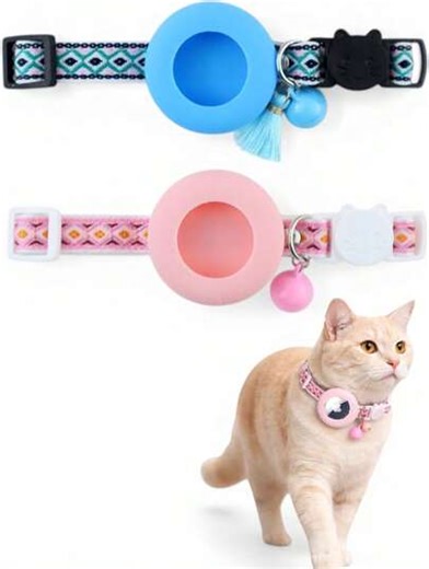 Cat Collar With AirTag Holder – Breakaway Lightweight Woven Cat Collar, Adjustable With Bell For Cats & Kittens | SHEIN