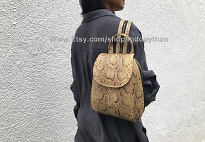 Handmade Beige Python Leather Backpack: Snakeskin Rucksack - Etsy UK