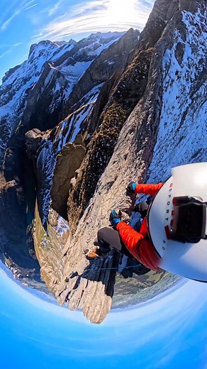 Freedom lives, where balance meets the edge. 🤟🏔️❄️🥰 Captured by an amazing fall scrambling day out with my buddy @damian_goeldi 😎 . 📌 Alpstein 🇨🇭 @appenzellerland . . . #thesedays #livingontheedge #scrambling #climbing_lovers #autumnmood #freshsnow #mountaineering #extreme #povreels #alpinism #mountainviews #discoverearth #swissalps #alpstein #gopromax2 #gpfam2025 | Pascal Schumacher