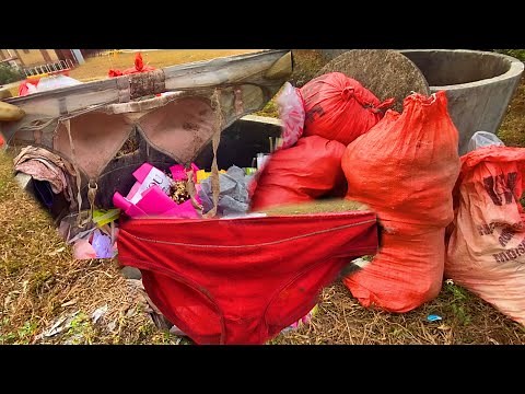 住宅街に捨てられた下着やセクシーなブラジャーが入ったゴミ袋がたくさんあるので、拾ってリサイクルして再利用しました。