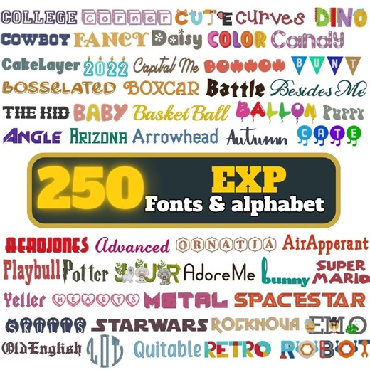 EXP Embroidery Fonts for Bernina Machines: 250 Bundle (1 - 3 Inch) - Etsy