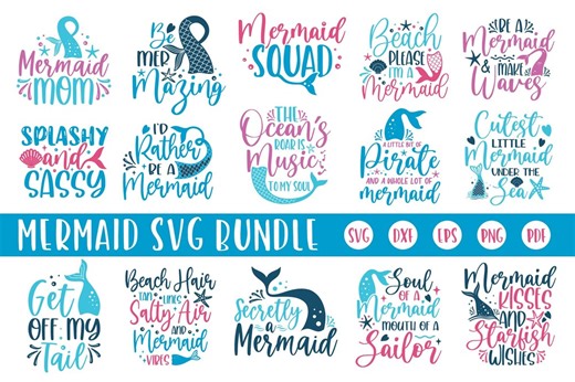 Mermaid SVG Bundle: Summer Clam Shell, Ocean Quotes, Mermaid Mom Shirt Designs - Etsy