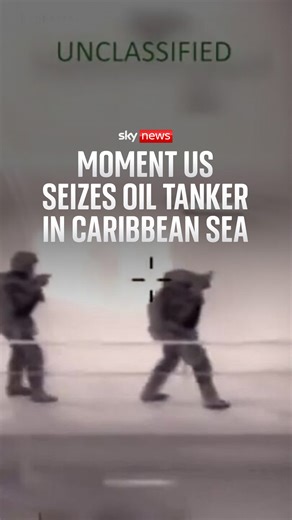 Sky News on Instagram: "Footage of US marines seizing the Olina oil tanker in the Caribbean Sea has been released by the American military. The Olina left Venezuela last week fully loaded with oil, Reuters news agency reports, citing an industry source. n a statement, US Southern Command said the action sends a clear message: "There is no safe haven for criminals." #skynews #oil #tanker #marines #venezuela"