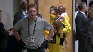 Tyrese Haliburton's dad, John, tells Lisa Salters that his son has an Achilles injury and is watching the game from the locker room in good spirits. Indiana Pacers | ESPN