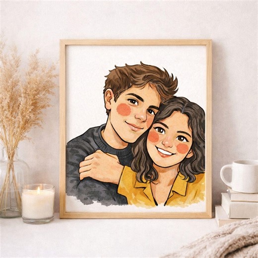 Custom Watercolor Portrait, Cartoon Couple Drawing From Photo, Couple Proposal Gift, Gift for Boyfriend, Wedding Gift, Valentine Gift - Etsy UK