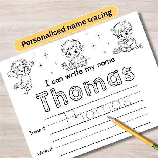 Custom Name Tracing Sheet Boys, Personalized Name Practice Page for Kids, Handwriting Tracing Worksheet Printable, I Can Write My Name PDF - Etsy