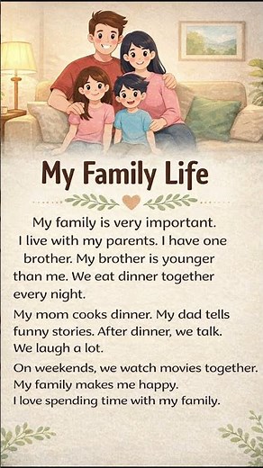 Easy English Story for Beginners | My Family Life | English Listening & Reading Practice