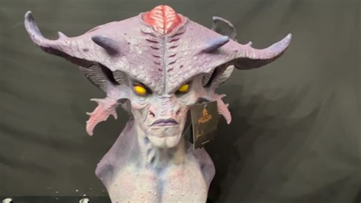 Lord Grimley's Manor on Instagram: "Unfortunately it’s already sold out but I took a video before shipping this one. Beautiful Jordu Alien mask called Warlord #alien #alienmask #aliencosplay #aliencostume #jorduschell @ghoulish.productions"