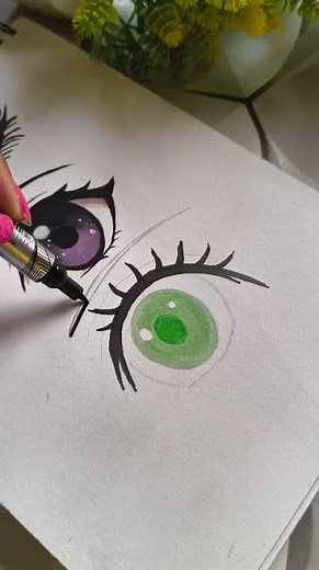 How to draw anime eyes || Colour #animeeart #markers #viral #shortsfeed #craft