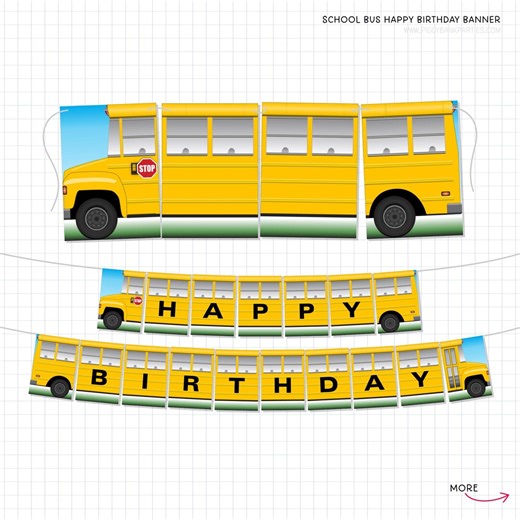 School Bus Happy Birthday Banner: DIY Party Decoration (digital File) - Etsy
